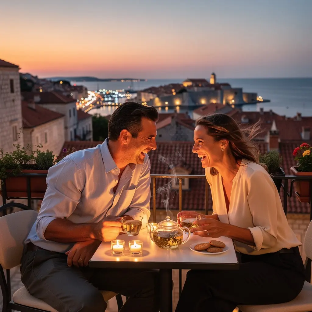 Čajna ceremonija sa prijateljima u sunčanom vrtu