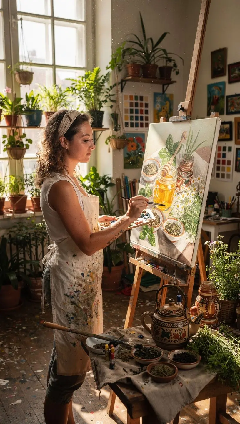 Opuštajuća scena uz čaj s medom i svježim voćem