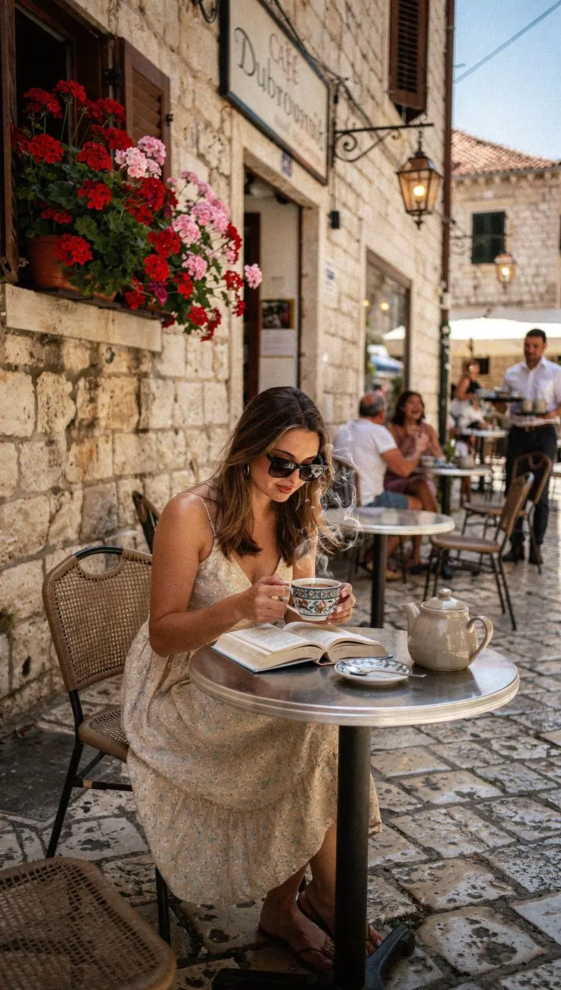 Zeleni čaj s mirisnim biljem na drvenom stolu u prirodi